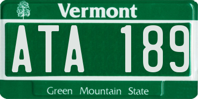 VT license plate ATA189