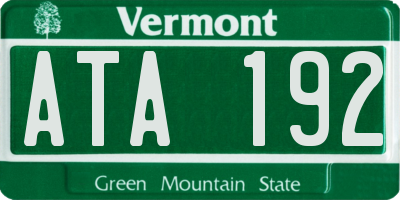 VT license plate ATA192