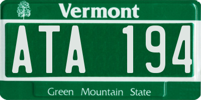 VT license plate ATA194