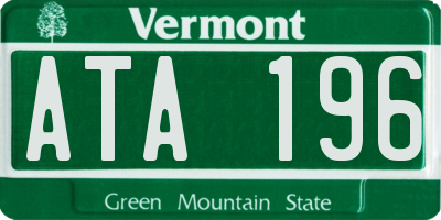 VT license plate ATA196