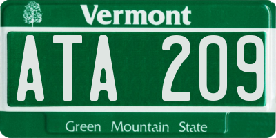 VT license plate ATA209