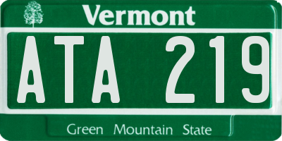 VT license plate ATA219