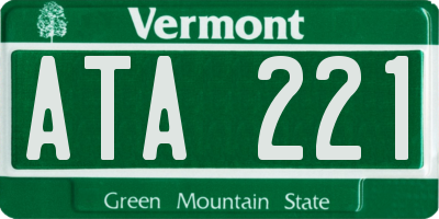 VT license plate ATA221