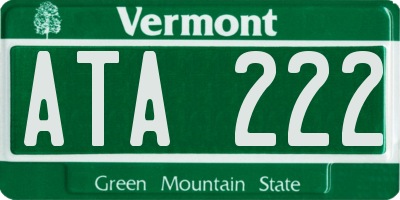 VT license plate ATA222