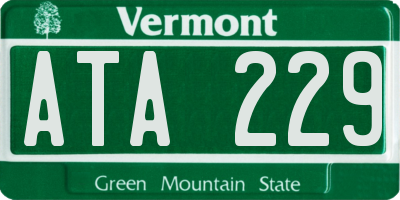 VT license plate ATA229