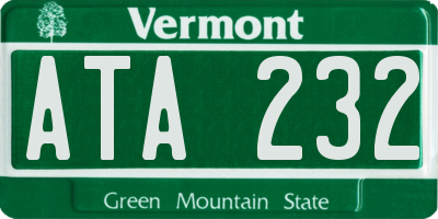 VT license plate ATA232