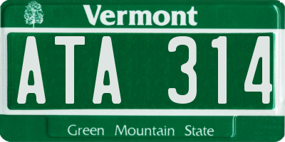 VT license plate ATA314