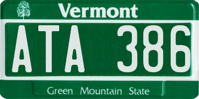 VT license plate ATA386