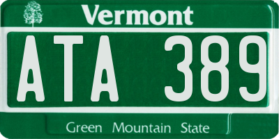 VT license plate ATA389