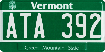 VT license plate ATA392