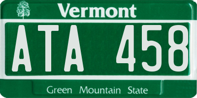 VT license plate ATA458