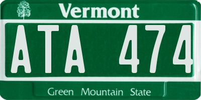 VT license plate ATA474