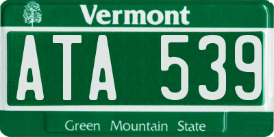 VT license plate ATA539