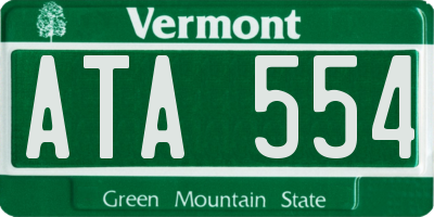 VT license plate ATA554
