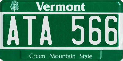VT license plate ATA566