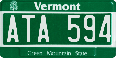 VT license plate ATA594