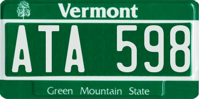 VT license plate ATA598