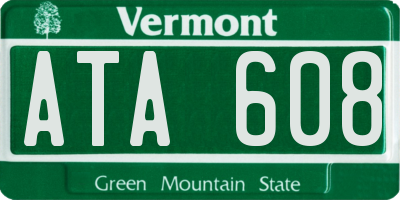 VT license plate ATA608