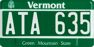 VT license plate ATA635