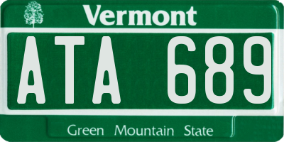 VT license plate ATA689