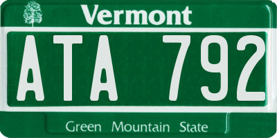 VT license plate ATA792