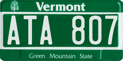 VT license plate ATA807