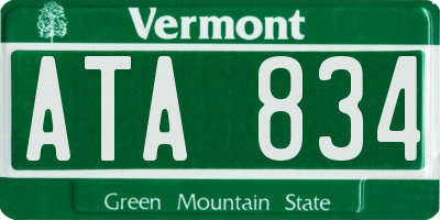 VT license plate ATA834