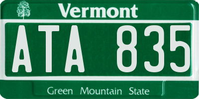 VT license plate ATA835
