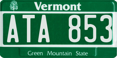 VT license plate ATA853