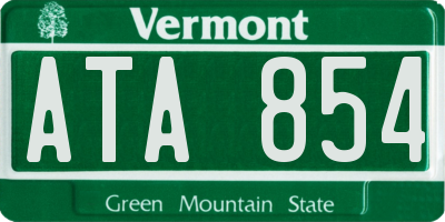 VT license plate ATA854