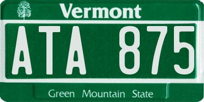 VT license plate ATA875