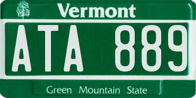 VT license plate ATA889