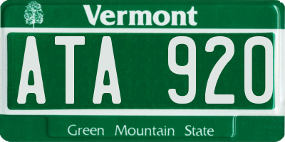 VT license plate ATA920