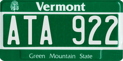 VT license plate ATA922