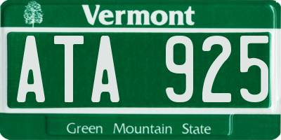 VT license plate ATA925
