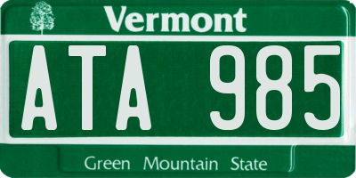 VT license plate ATA985