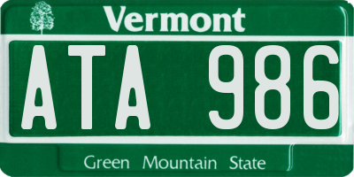 VT license plate ATA986