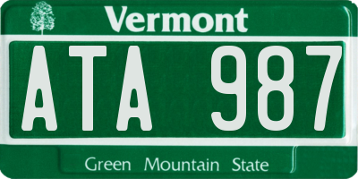 VT license plate ATA987