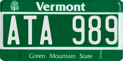 VT license plate ATA989