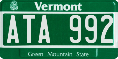 VT license plate ATA992