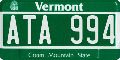 VT license plate ATA994