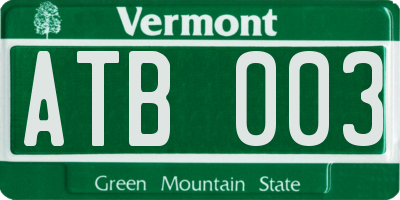 VT license plate ATB003