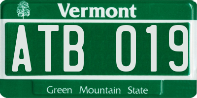 VT license plate ATB019