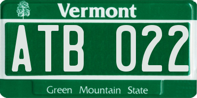 VT license plate ATB022