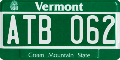 VT license plate ATB062