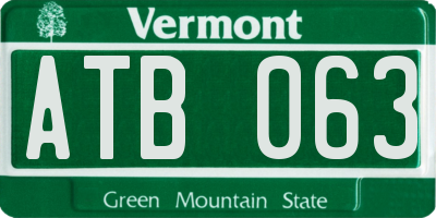 VT license plate ATB063