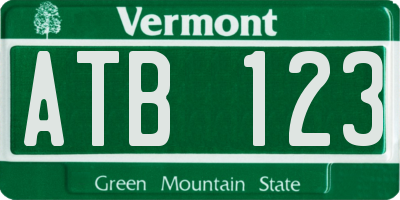 VT license plate ATB123