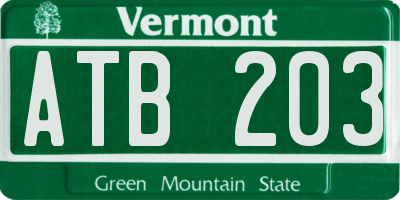 VT license plate ATB203