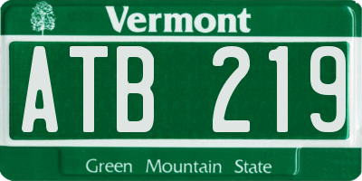 VT license plate ATB219