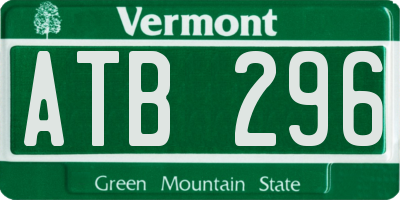 VT license plate ATB296